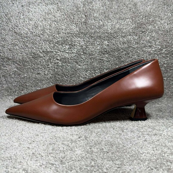 SARTO By Franco Sarto Shoes - Sarto A-Diva Pumps Brown Leather Pointed Toe Kitten Heel Womens Size 9M